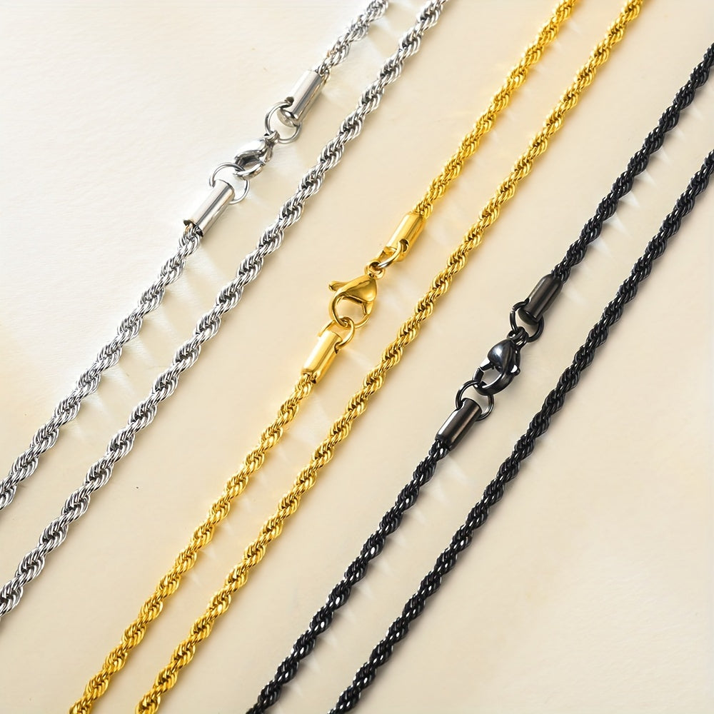 Stainless Steel Twist Chain Necklace for Men & Women