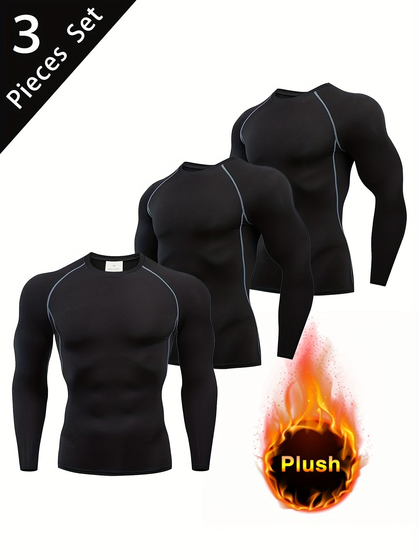 Men's Plush Insulation Undershirt for Winter Sports Training