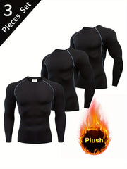 Men's Plush Insulation Undershirt for Winter Sports Training