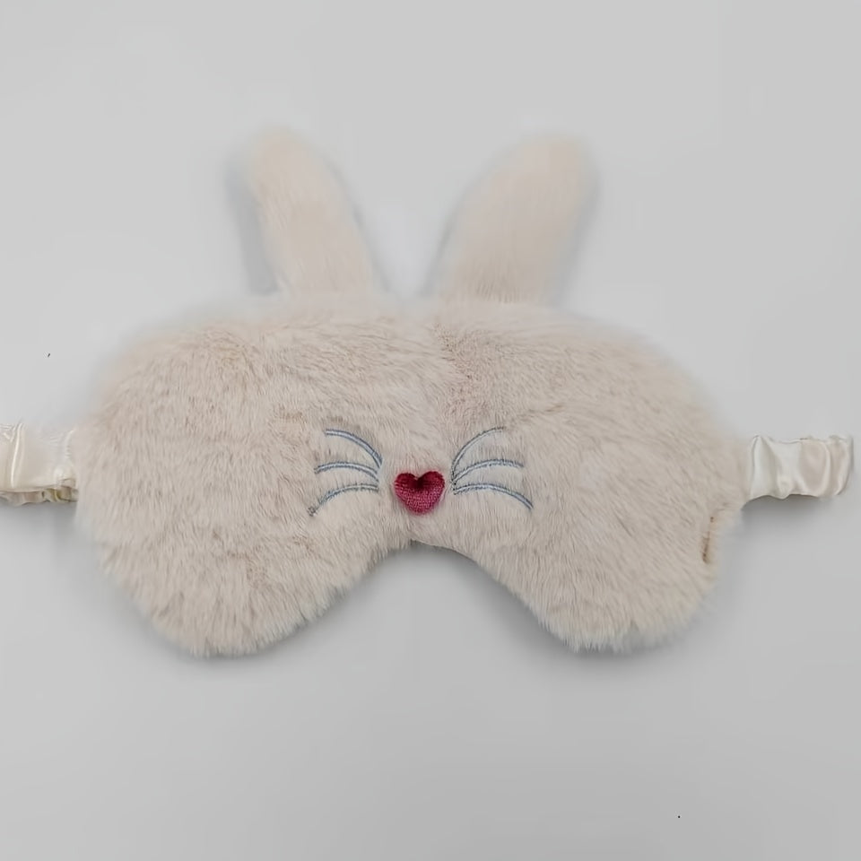 Cute Rabbit Ears Plush Eye Mask for Travel Rest