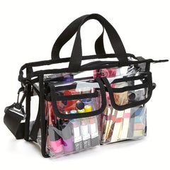 Clear Beach Bag with Makeup Organizer and Adjustable Strap
