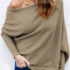 Slanted Shoulder Sweatshirt Casual Long Sleeve Pullover