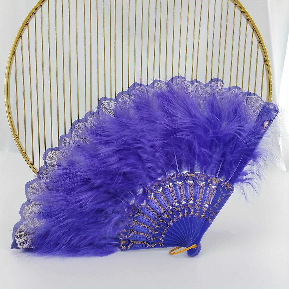 Purple Plush Folding Fan Dance Performance Photography Props