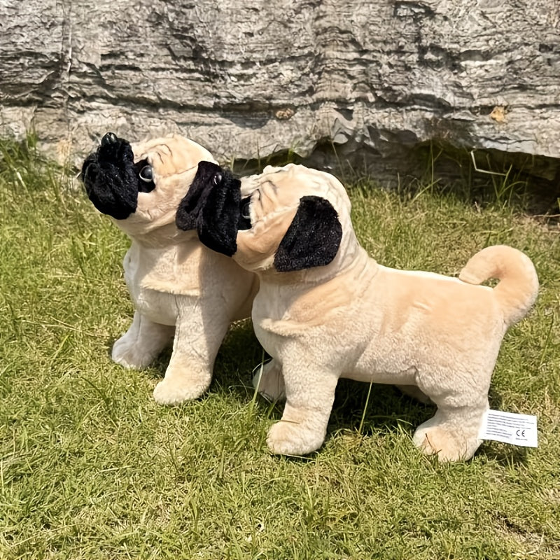 Light Brown Pug Stuffed Animal Plush Dog Toy with Expressive Eyes