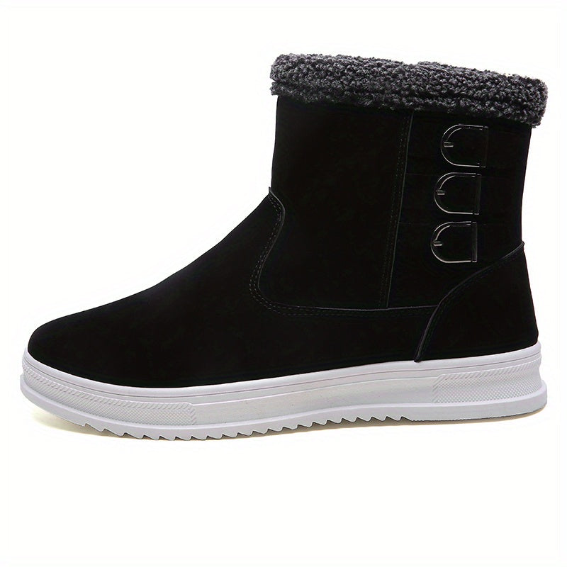 Men's Plush Warm Snow Boots Top Zipper Non Slip Outdoor Shoes