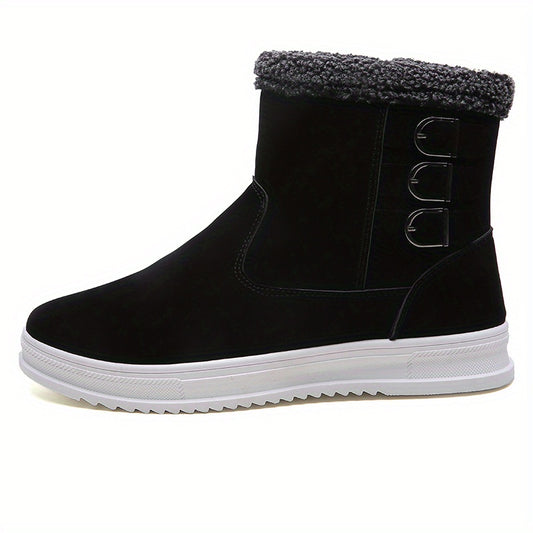 Men's Plush Warm Snow Boots Top Zipper Non Slip Outdoor Shoes