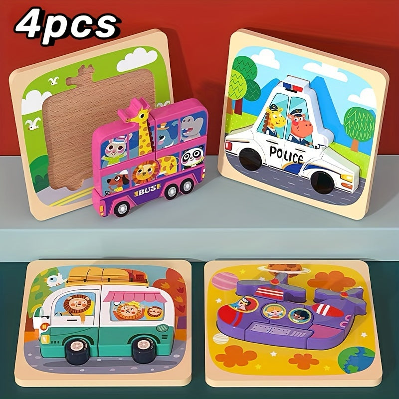 Wooden Animals Puzzle Toy for Color & Shape Learning