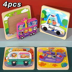 Wooden Animals Puzzle Toy for Color & Shape Learning