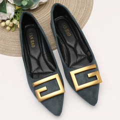 Women's Metallic Ballet Flats Pointed Toe Soft Sole Shoes
