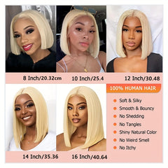 Blonde Straight Bob Wig 613 Cut 4X4 HD Lace Front Short Bob Wig Human Hair 150