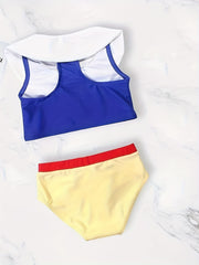 Girls Swimsuit Set with Matching Swim Cap - Summer Beach Fun