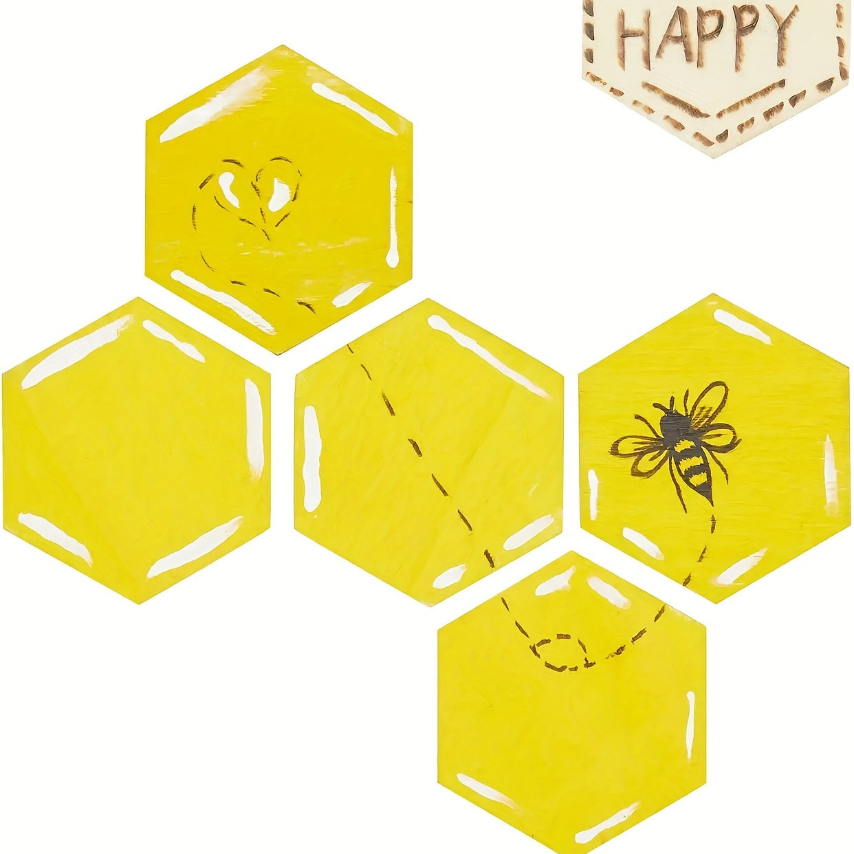 Wooden Hexagon Coaster DIY Painting Puzzle Game for Parties
