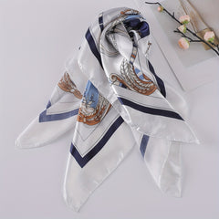 Sailboat Print Bandana Shawl Silk Satin Square Scarf Head Wrap