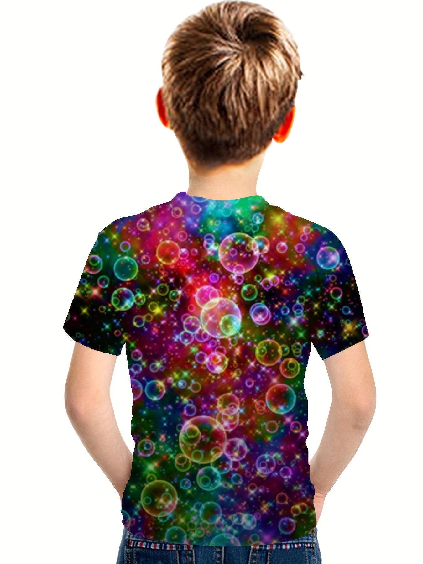 Colorful Bubble 3D Print Boys T Shirt Lightweight & Comfy Summer Tee