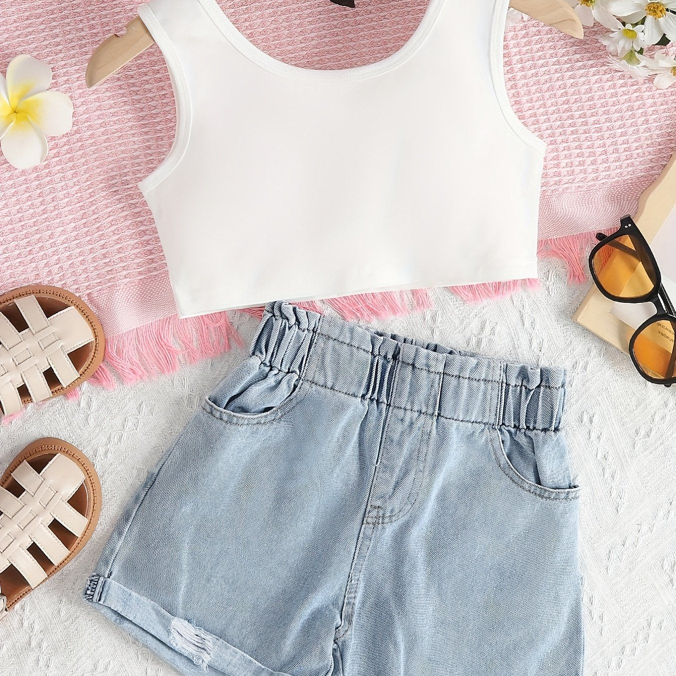 Girls Tank Top Shorts Set Summer Hot Selling
