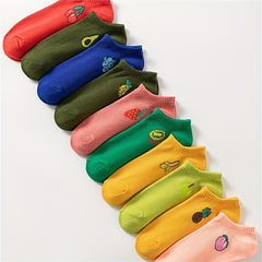 Cute Fruit Print Socks, Comfortable & Breathable Women's Stockings