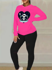 Skull Print Long Sleeve Top & Leggings 2 Piece Set