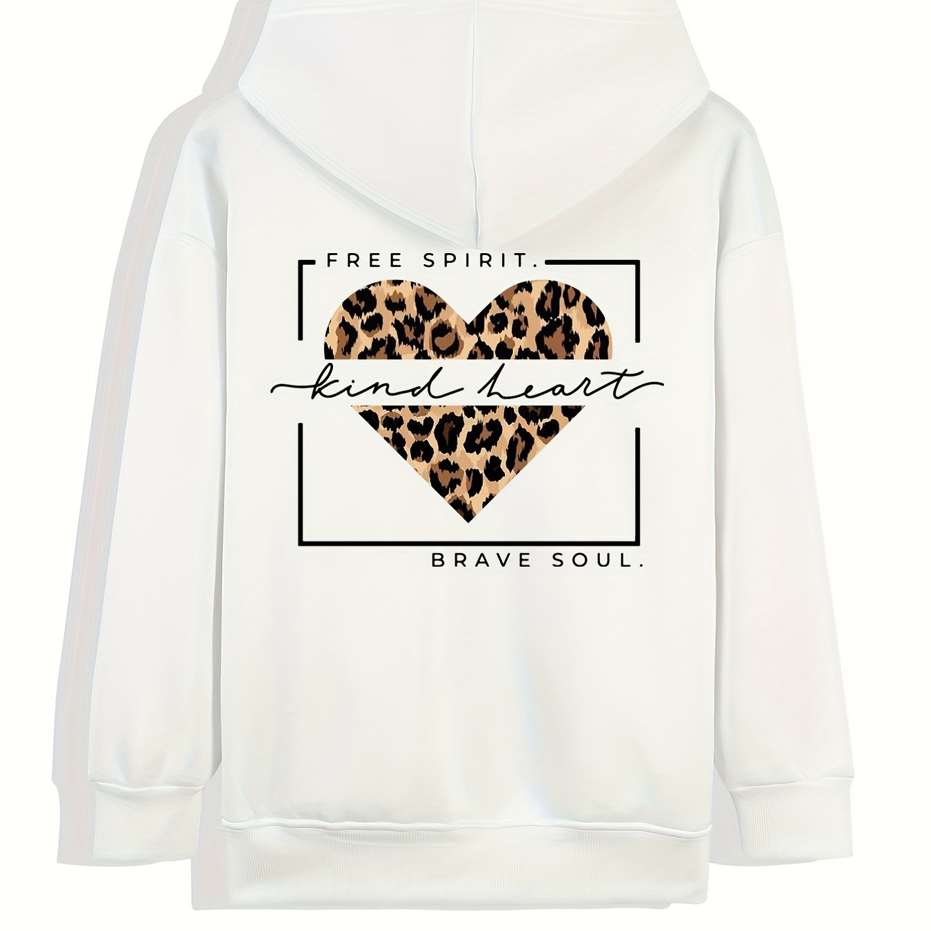 Kind Heart Print Zip Up Pocket Hoodie Sweatshirt