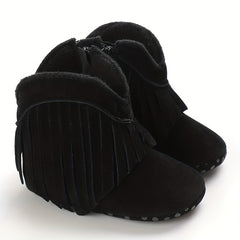 Baby Girls Tassels Warm High Top Boots Non slip Soft Thick Crib Shoes