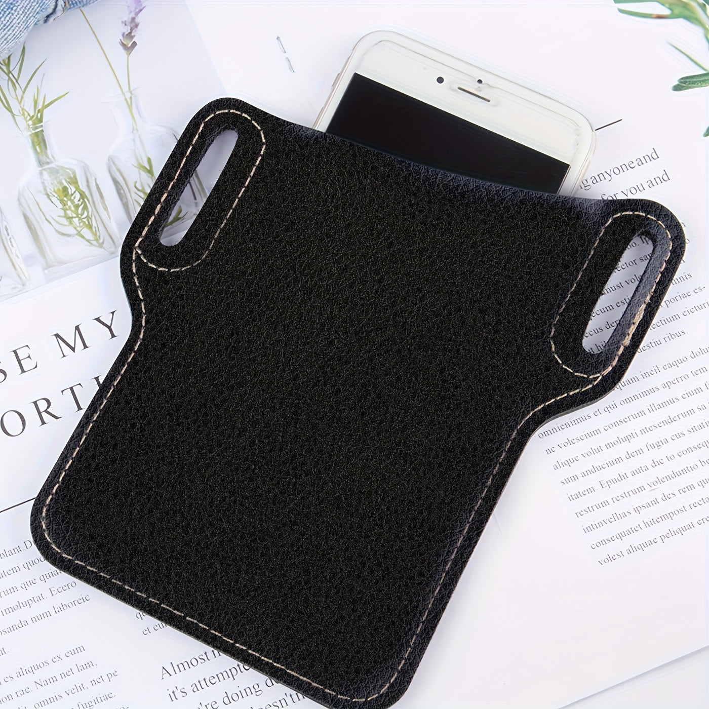 Men's Faux Leather Waist Bag Phone Case for Outdoor Sports
