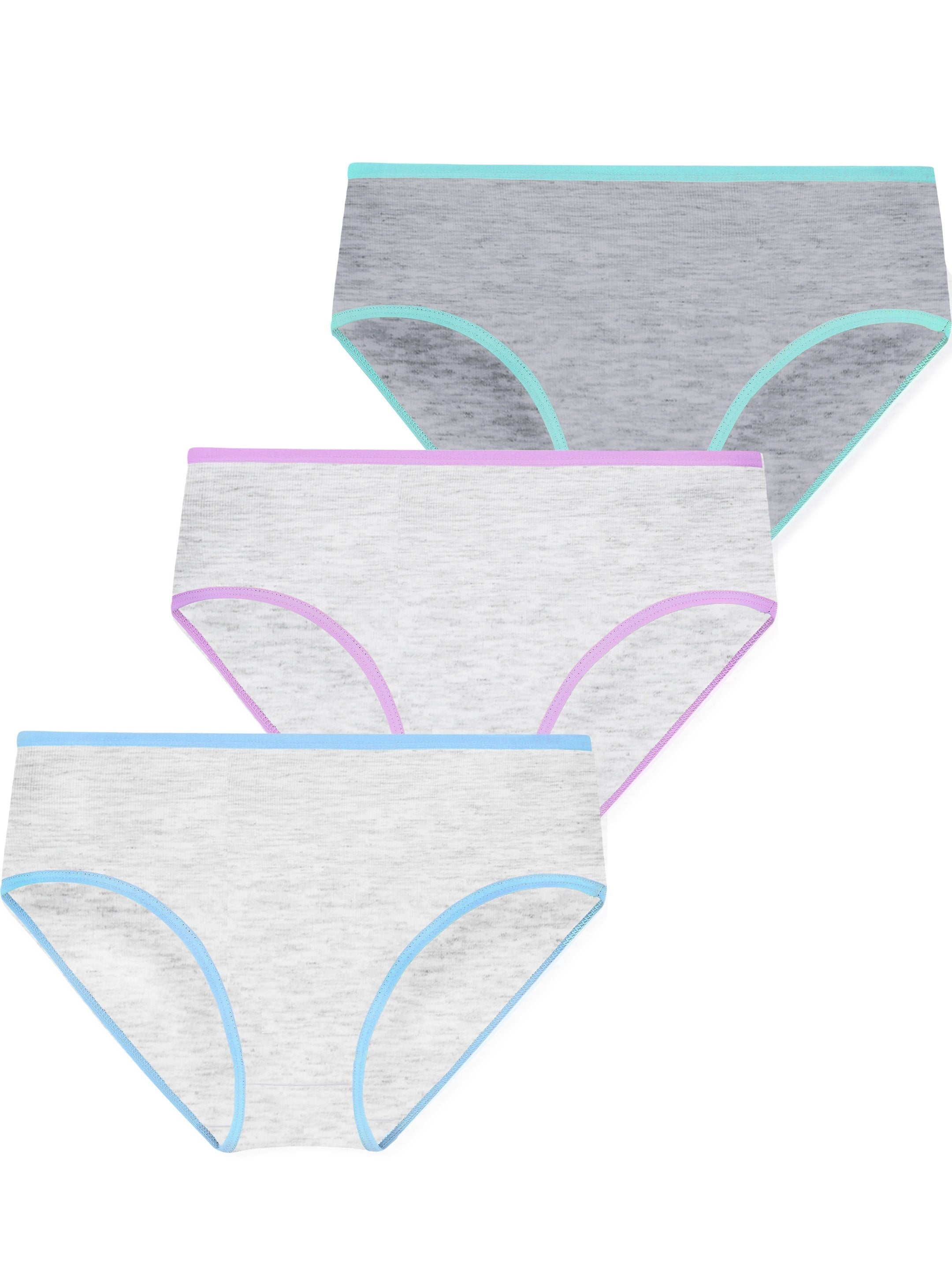 3pcs Girls Block Trim Shortie Brief Cotton Underwear