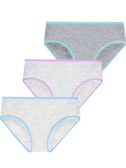 3pcs Girls Block Trim Shortie Brief Cotton Underwear