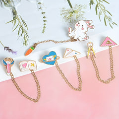 Rabbit Eating Carrot Alloy Brooch for Shirt Bag Decoration