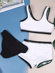 Girls Tropical Print Bikini Swimsuit Shorts Set for 7-12 Years