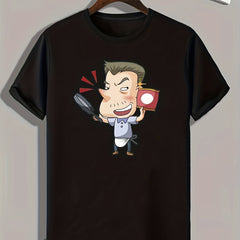 Cartoon Boy Print Men's T-shirt for Summer