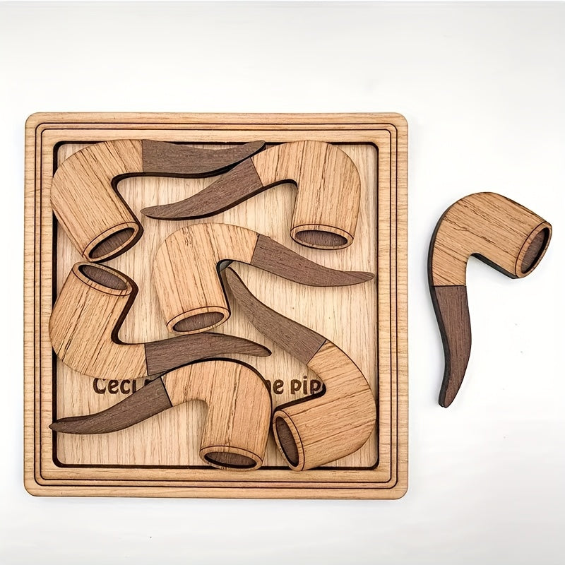 Wooden 7 Pipes Puzzle Game Brain Burning Toy