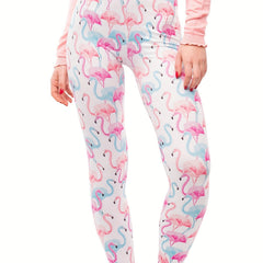 Flamingo Print Skinny Leggings Women's Clothing