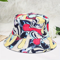Geometric Pattern Bucket Hat Sun Shade Double-Sided Sunhat