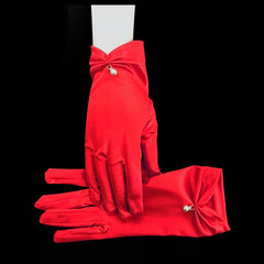Wedding Satin Bow Gloves Bridal Gloves Formal Event Party Cosplay Opera 1pair