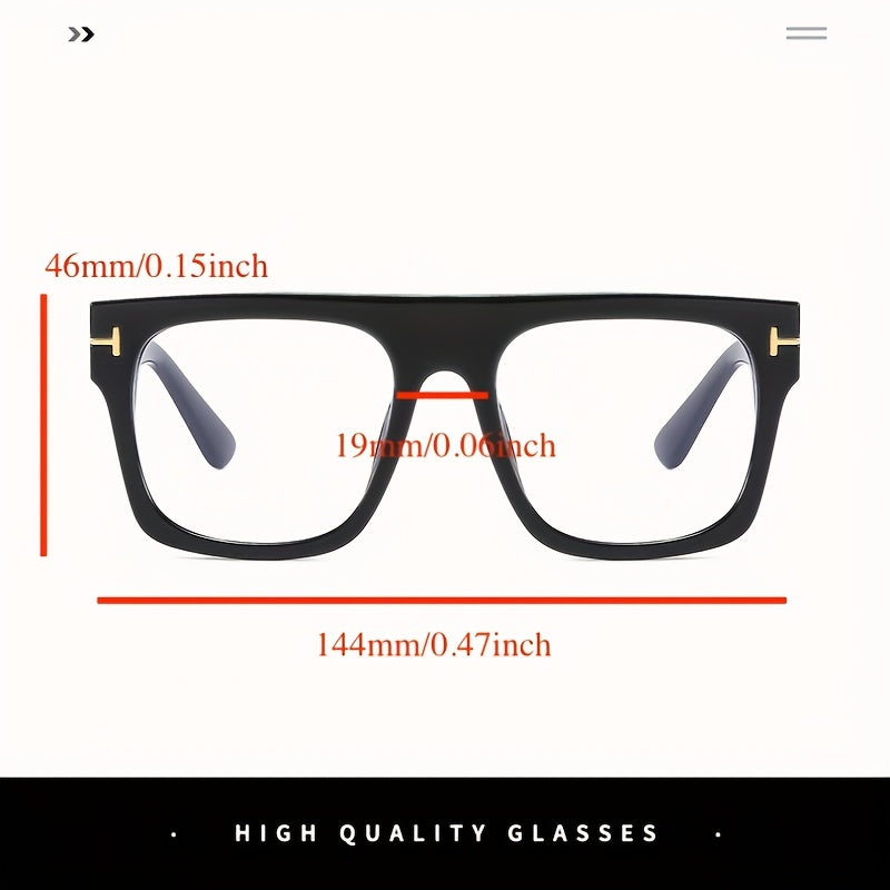 Men's Square Flat Mirror Myopia Glasses Anti Light PC Spectacles