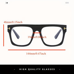 Men's Square Flat Mirror Myopia Glasses Anti Light PC Spectacles