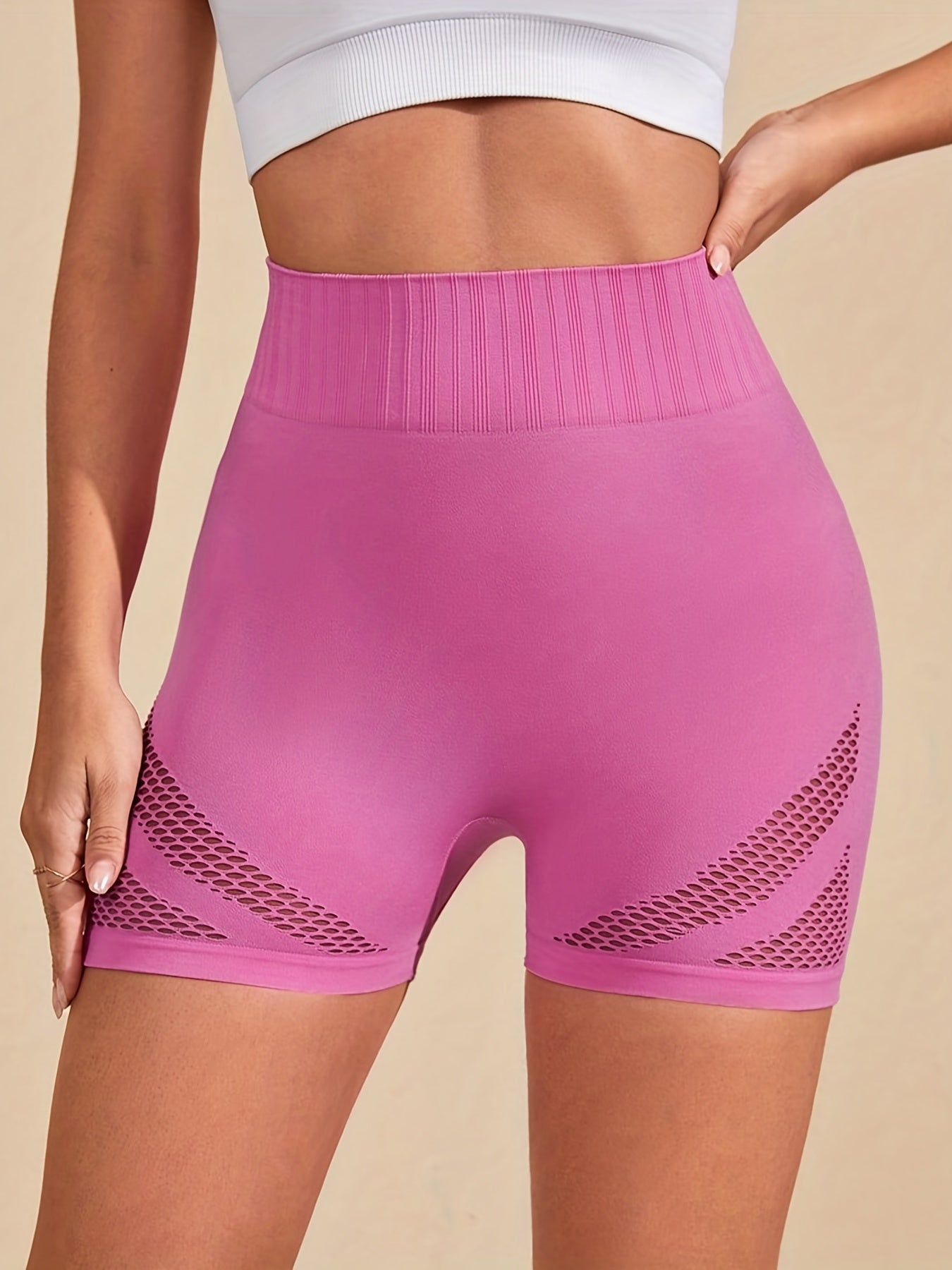 Women's Hollow Out Yoga Sports Shorts Hip Lifting Workout Biker Shorts