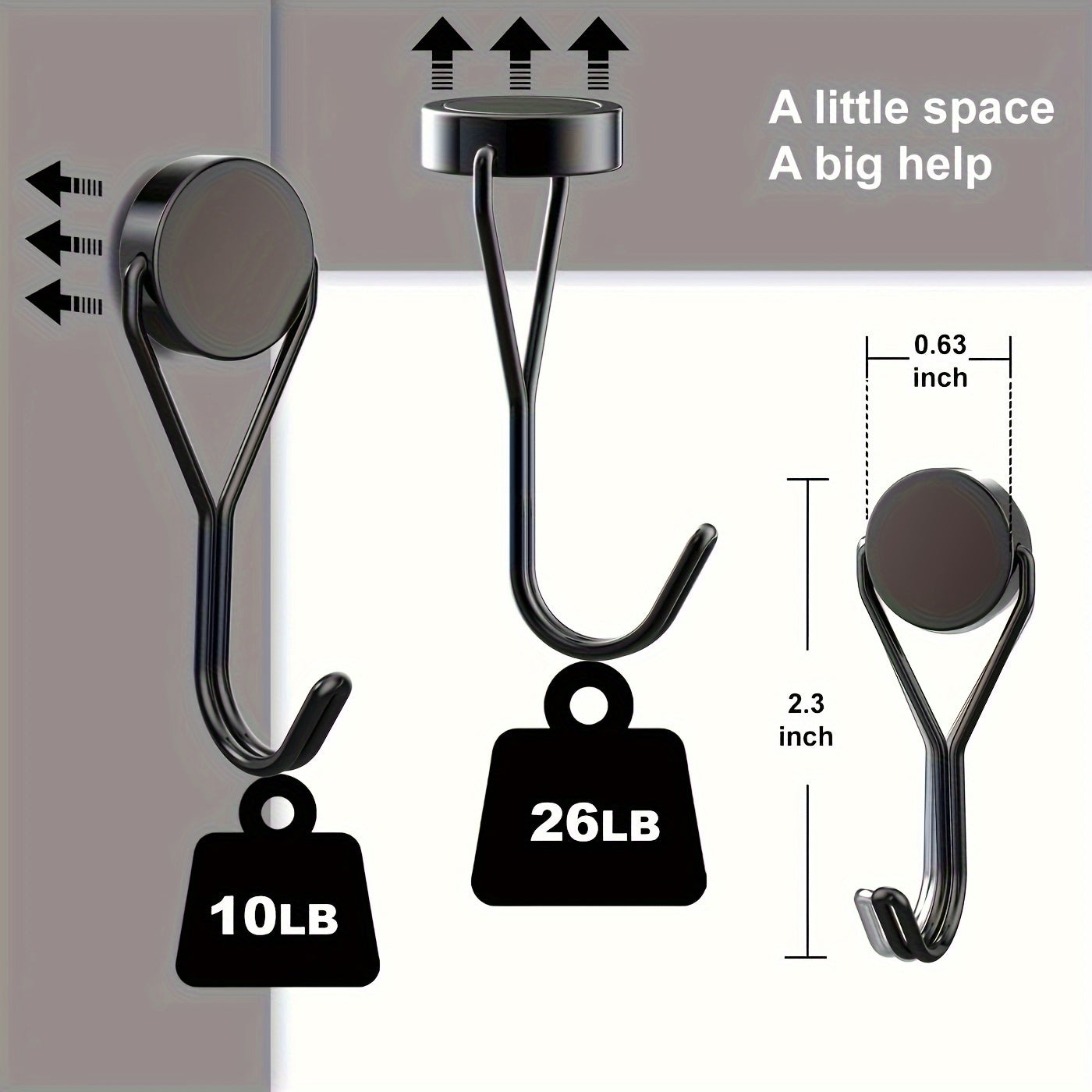 11pcs Magnetic Hooks 26Lbs Heavy Duty Neodymium Magnets Swivel Hook