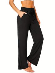 Elastic Waist Yoga Pants Loose Fit High Stretch Sporty Pants