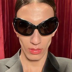 Y2K Wrap Around Sunglasses Tinted Lens Oval Frame UV400