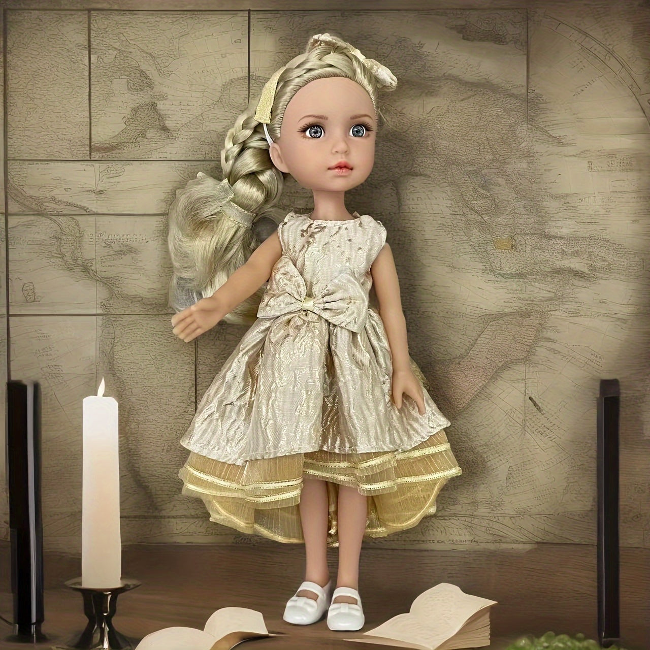 14 Inch BJD Doll Full Vinyl Doll with Clothes for Kids Girl Gift