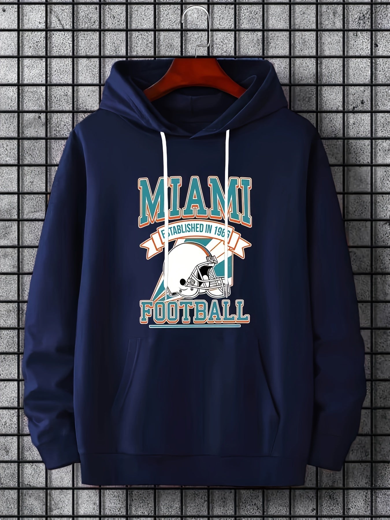 Miami Helmet Print Hoodies for Men Graphic Hoodie with Kangaroo Pocket