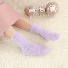 8 Pairs Mixed Fuzzy Socks Women's Mid Tube Stockings Warm & Comfy
