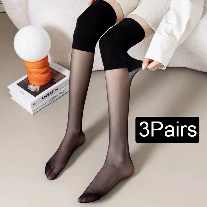 3 Pairs Contrast Mesh Over The Knee Socks Women's Stockings