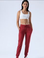 Stretchy Drawstring Running Pants Casual Joggers with Pocket