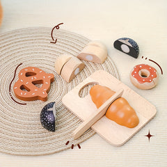 13pcs Wooden Bread Cutting Board Role Playing and Family Interaction