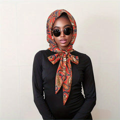 Vintage Paisley Print Lace Up Head Scarf for Women