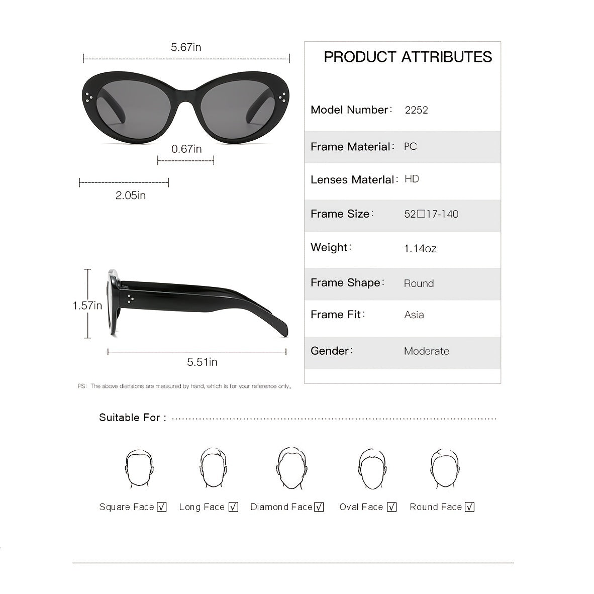 Cat Eye Sunglasses Small Frame Oval Sun Glasses Stylish Gradient Lens Shades