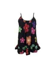 Floral Print Spaghetti Top Sleeveless Cami Top