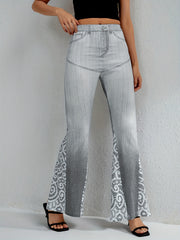 Floral Print High Waist Flare Leg Pants