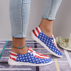 Women's Star & Striped Canvas Shoes Casual Lace Up Outdoor Lightweight Sneakers